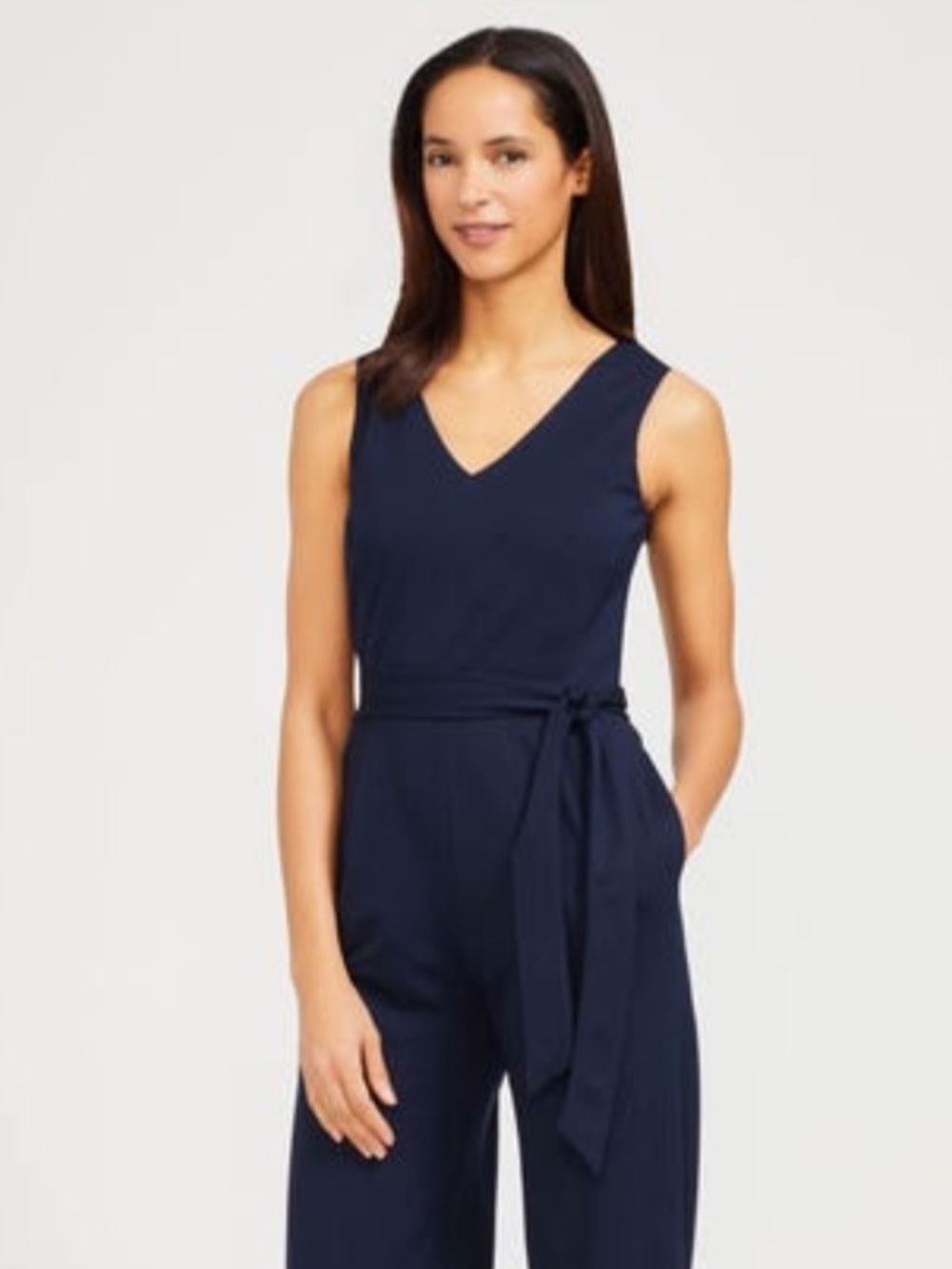 New J. McLaughlin Navy Long Jersey Knit Jumpsuit with Belt